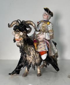  Meissen Porcelain Manufactory Large Meissen Porcelain Group of Count Bruhls Tailor on a Goat 19th Century - 3948646