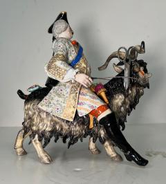  Meissen Porcelain Manufactory Large Meissen Porcelain Group of Count Bruhls Tailor on a Goat 19th Century - 3948649