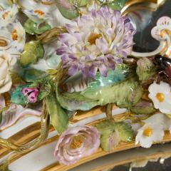  Meissen Porcelain Manufactory Large pair of antique Rococo style floral porcelain mirrors by Meissen - 4387826