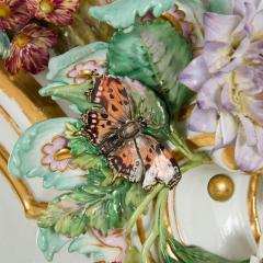  Meissen Porcelain Manufactory Large pair of antique Rococo style floral porcelain mirrors by Meissen - 4387830