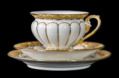  Meissen Porcelain Manufactory Meissen Porcelain Coffee Cup with Saucer and Dessert Plate - 3049288