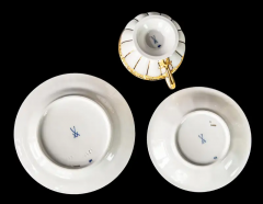 Meissen Porcelain Manufactory Meissen Porcelain Coffee Cup with Saucer and Dessert Plate - 3056316