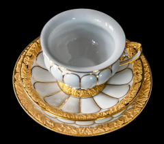  Meissen Porcelain Manufactory Meissen Porcelain Coffee Cup with Saucer and Dessert Plate - 3056350