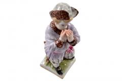  Meissen Porcelain Manufactory Meissen Porcelain Hand Painted Figurine of a Boy with a Hat  - 3619229