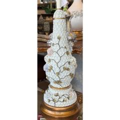  Meissen Porcelain Manufactory Meissen Style German Schneeballen Porcelain Snowball Vase Table Lamp - 4523634