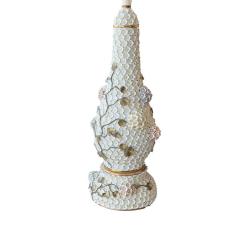  Meissen Porcelain Manufactory Meissen Style German Schneeballen Porcelain Snowball Vase Table Lamp - 4523641