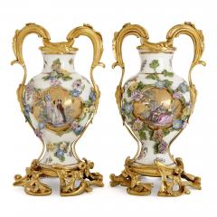  Meissen Porcelain Manufactory Meissen porcelain three vase garniture with ormolu mounts - 3310335