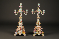  Meissen Porcelain Manufactory PAIR OF MEISSEN PORCELAIN FOUR ARM FIGURAL CANDELABRA 19TH CENTURY - 3566673