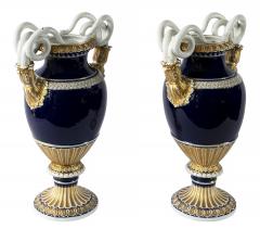  Meissen Porcelain Manufactory Pair of German Meissen Porcelain Cobalt Blue Vases - 3097361