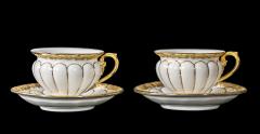  Meissen Porcelain Manufactory Pair of Meissen Porcelain Coffee Cups with Saucers - 3049294