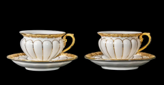  Meissen Porcelain Manufactory Pair of Meissen Porcelain Coffee Cups with Saucers - 3056317