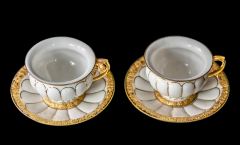  Meissen Porcelain Manufactory Pair of Meissen Porcelain Coffee Cups with Saucers - 3056334