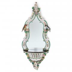  Meissen Porcelain Manufactory Pair of Meissen style porcelain and ebonised wood mirrored wall brackets - 3386224