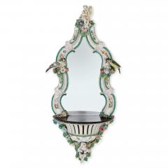  Meissen Porcelain Manufactory Pair of Meissen style porcelain and ebonised wood mirrored wall brackets - 3386225