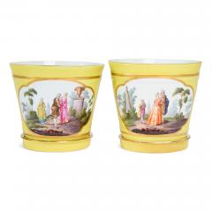  Meissen Porcelain Manufactory Pair of antique German painted porcelain cachepots by Meissen - 4143239
