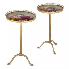  Meissen Porcelain Manufactory Pair of gilt metal gueridons with Meissen porcelain tops - 3075776