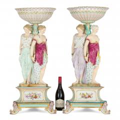  Meissen Porcelain Manufactory Pair of very large German porcelain figural centrepieces - 3978596