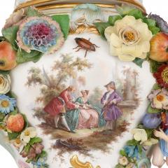  Meissen Porcelain Manufactory Pair of very large floral Rococo style Meissen potpourri vases - 3141528