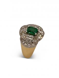  Mellerio dits Meller Mellerio Art Deco Fine Emerald and Diamond Ring - 2655997