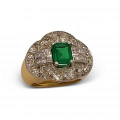  Mellerio dits Meller Mellerio Art Deco Fine Emerald and Diamond Ring - 2655999