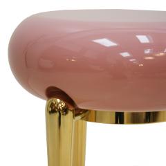  Memphis Group In The Style Memphis Pair Of Pink Lacquered And Brass Coffee Tables Germany - 869080