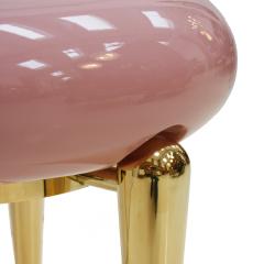  Memphis Group In The Style Memphis Pair Of Pink Lacquered And Brass Coffee Tables Germany - 869081