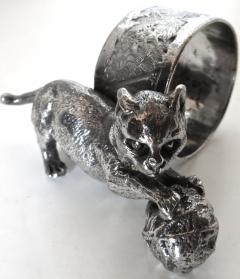  Meriden Silver Plate Co Cat With A Ball of Yarn Silver Plate Victorian Napkin Ring American Ca 1885 - 804946
