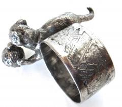  Meriden Silver Plate Co Cat With A Ball of Yarn Silver Plate Victorian Napkin Ring American Ca 1885 - 804947