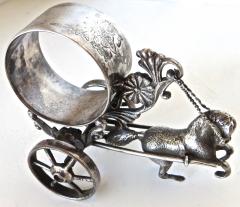  Meriden Silver Plate Co Horse Drawn Silver Plated Figural Napkin Ring on Wheels American circa 1885 - 848863