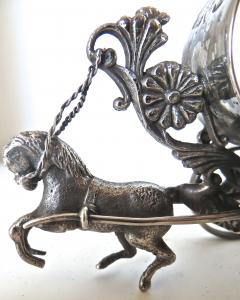  Meriden Silver Plate Co Horse Drawn Silver Plated Figural Napkin Ring on Wheels American circa 1885 - 848866