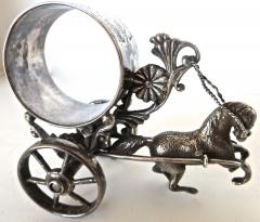  Meriden Silver Plate Co Horse Drawn Silver Plated Figural Napkin Ring on Wheels American circa 1885 - 848867