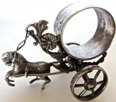  Meriden Silver Plate Co Horse Drawn Silver Plated Figural Napkin Ring on Wheels American circa 1885 - 848868