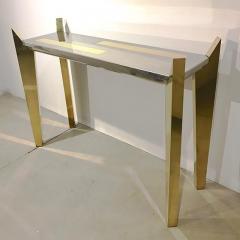  MetalArt 1970s MetalArt Vintage Italian Brass and Nickel Wood Console of Modern Design - 370479