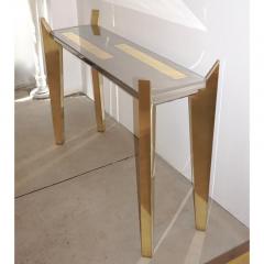  MetalArt 1970s MetalArt Vintage Italian Brass and Nickel Wood Console of Modern Design - 370480