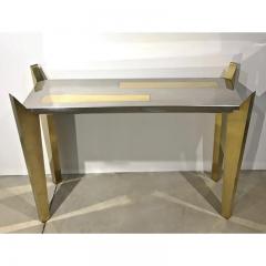  MetalArt 1970s MetalArt Vintage Italian Brass and Nickel Wood Console of Modern Design - 370483