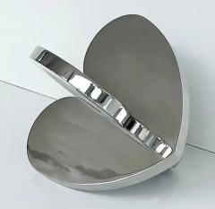  Michael Gitter Michael Gitter Interlocking Hearts Sculpture Solid Thick Stainless Steel - 3599435