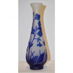  Michna 1970s Austrian Art Nouveau Style Crystal Glass Vase with Blue Flax Flowers - 852444