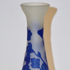  Michna 1970s Austrian Art Nouveau Style Crystal Glass Vase with Blue Flax Flowers - 852448