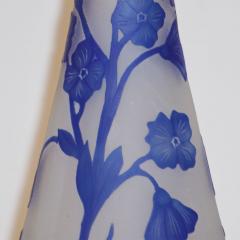  Michna 1970s Austrian Art Nouveau Style Crystal Glass Vase with Blue Flax Flowers - 852449