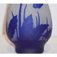  Michna 1970s Austrian Art Nouveau Style Crystal Glass Vase with Blue Flax Flowers - 852451