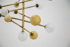  Midcentury Italian school Italian Ceiling Chandelier in Glass and Brass Contemporary - 3703967