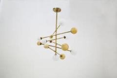  Midcentury Italian school Italian Ceiling Chandelier in Glass and Brass Contemporary - 3703968