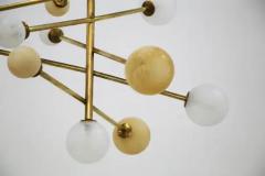  Midcentury Italian school Italian Ceiling Chandelier in Glass and Brass Contemporary - 3704004