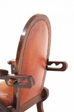  Midcentury Italian school Italian Rustic Style Leather and Wood Armchair - 3675695