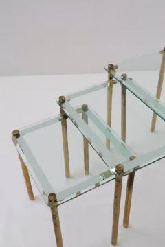  Midcentury Italian school Triptych of vintage Italian coffee tables in thick glass and brass - 3690781