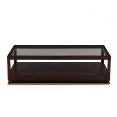  Minotti Contemporary Coffee Table Attributed to Minotti Glass Top with Espresso Frame - 4331318