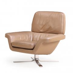  Minotti Minotti Blake Soft Chair and Ottoman Leather with Chrome Base - 4331341