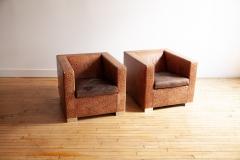  Minotti Pair of Minotti Suitcase Line Club Chairs in Crocodile Leather  - 4813198