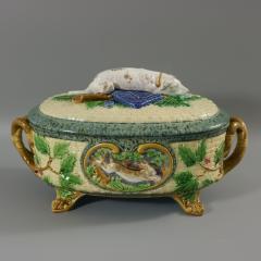  Minton Festive Victorian Minton Majolica Game Pie Dish with Gun Dog - 3367496