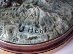  Minton Pair Minton Majolica Hen Rooster Vases by John Henk - 1853307